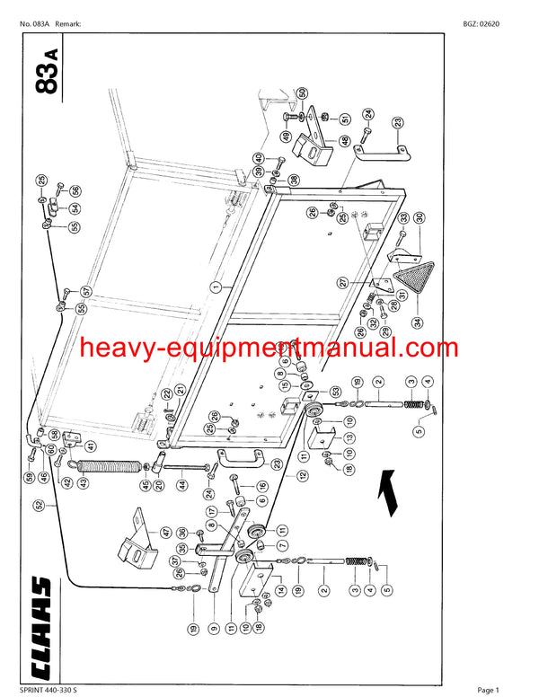 CLAAS SPRINT 440-330 S SELF LOADING WAGON PARTS CATALOG MANUAL SN 34701001-34799999