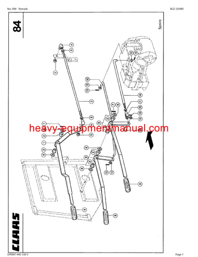 CLAAS SPRINT 440-330 S SELF LOADING WAGON PARTS CATALOG MANUAL SN 34701001-34799999