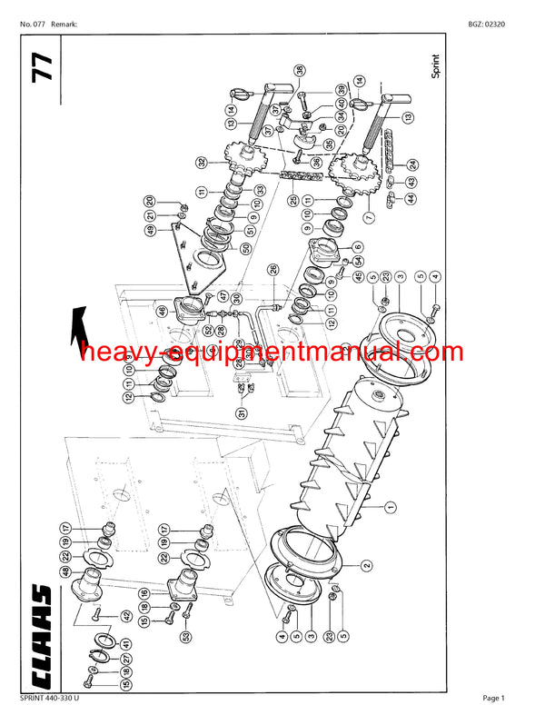 CLAAS SPRINT 440-330 U SELF LOADING WAGON PARTS CATALOG MANUAL SN 35901001-35999999