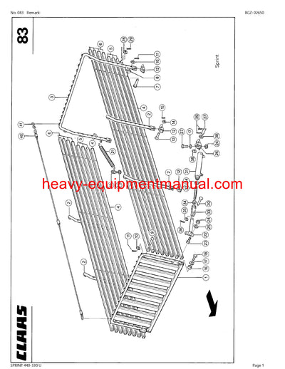 CLAAS SPRINT 440-330 U SELF LOADING WAGON PARTS CATALOG MANUAL SN 35901001-35999999