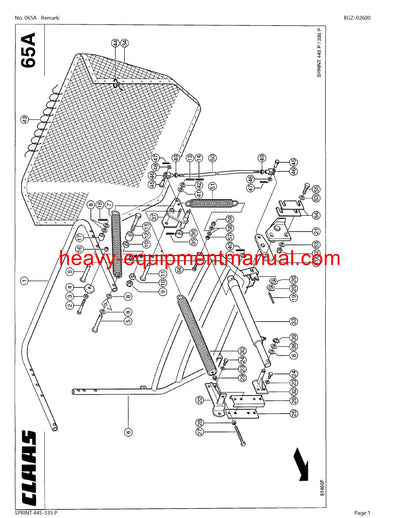 PDF Claas 445 - 335 P Sprint Self Loading Wagon Parts Manual