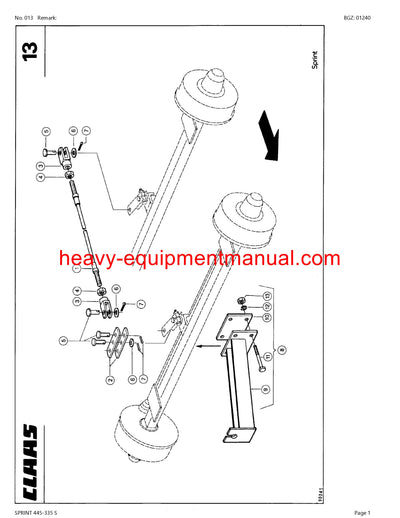 CLAAS SPRINT 445-335 S SELF LOADING WAGON PARTS CATALOG MANUAL SN 36601001-36699999