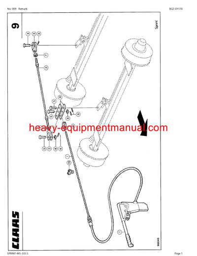 CLAAS SPRINT 445-335 S SELF LOADING WAGON PARTS CATALOG MANUAL SN 36701001-36799999