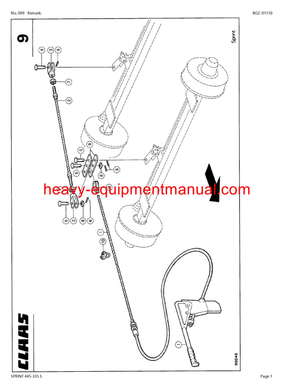 CLAAS SPRINT 445-335 S SELF LOADING WAGON PARTS CATALOG MANUAL SN 36701001-36799999