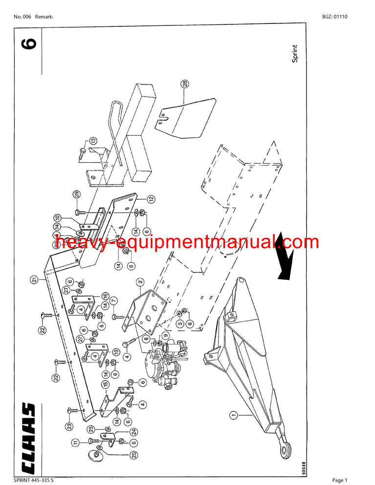 PDF Claas 445 - 335 S Sprint Self Loading Wagon Parts Manual