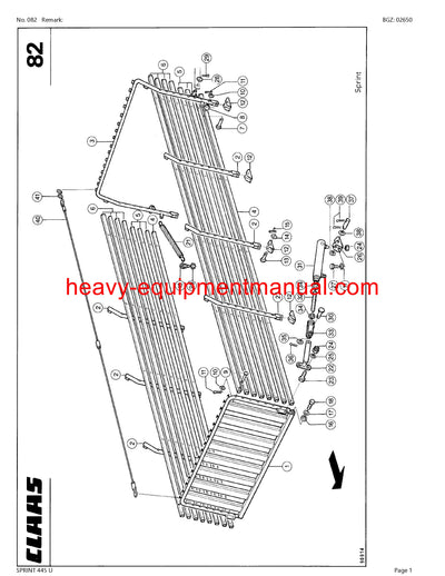 CLAAS SPRINT 445 K SELF LOADING WAGON PARTS CATALOG MANUAL SN 37701001-37799999