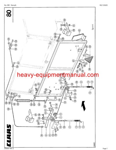 PDF Claas 445 U/K Sprint Self Loading Wagon Parts Manual