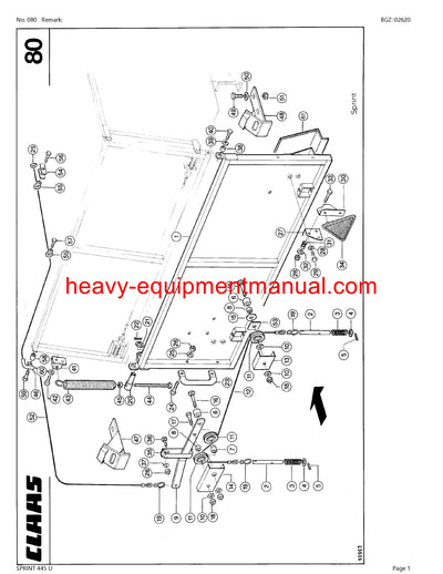 CLAAS SPRINT 445 U SELF LOADING WAGON PARTS CATALOG MANUAL SN 37601001-37699999