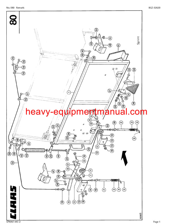 CLAAS SPRINT 445 K SELF LOADING WAGON PARTS CATALOG MANUAL SN 37701001-37799999