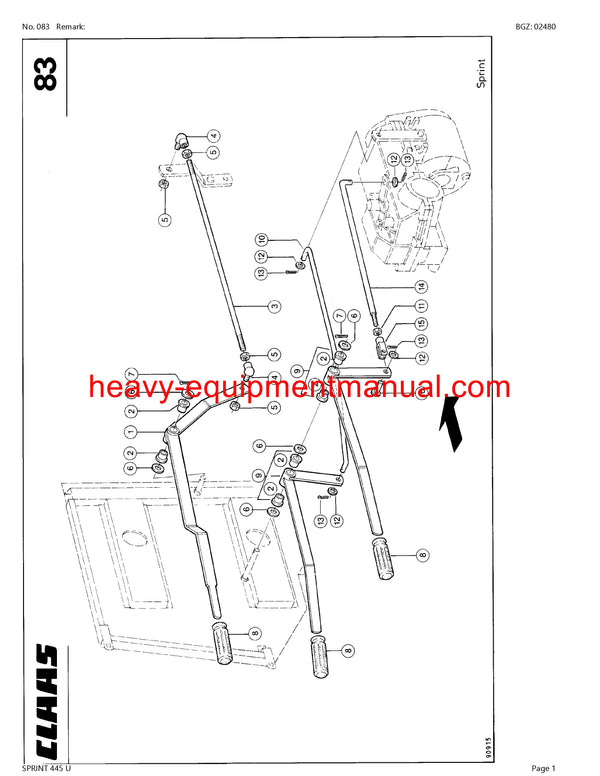 CLAAS SPRINT 445 K SELF LOADING WAGON PARTS CATALOG MANUAL SN 37701001-37799999