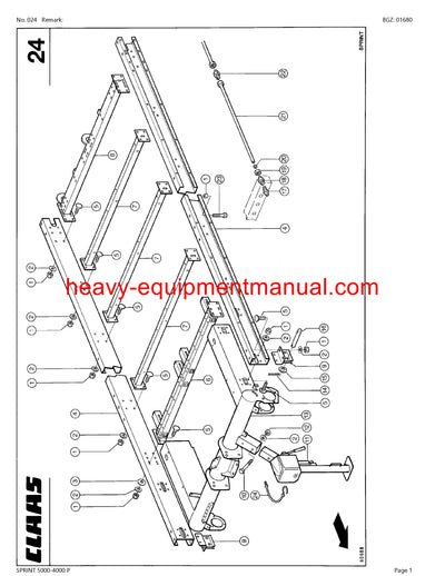 CLAAS SPRINT 5000-4000 P SELF LOADING WAGON PARTS CATALOG MANUAL SN 38901020-38999999