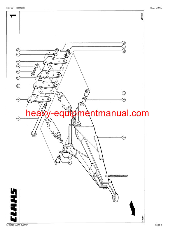 CLAAS SPRINT 5000-4000 P SELF LOADING WAGON PARTS CATALOG MANUAL SN 38901020-38999999