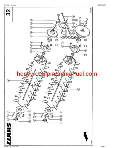 CLAAS SPRINT 5000-4000 S SELF LOADING WAGON PARTS CATALOG MANUAL SN 39301001-39399999