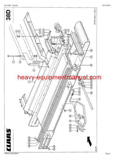 CLAAS SPRINT 5000-4000 S SELF LOADING WAGON PARTS CATALOG MANUAL SN 39301001-39399999