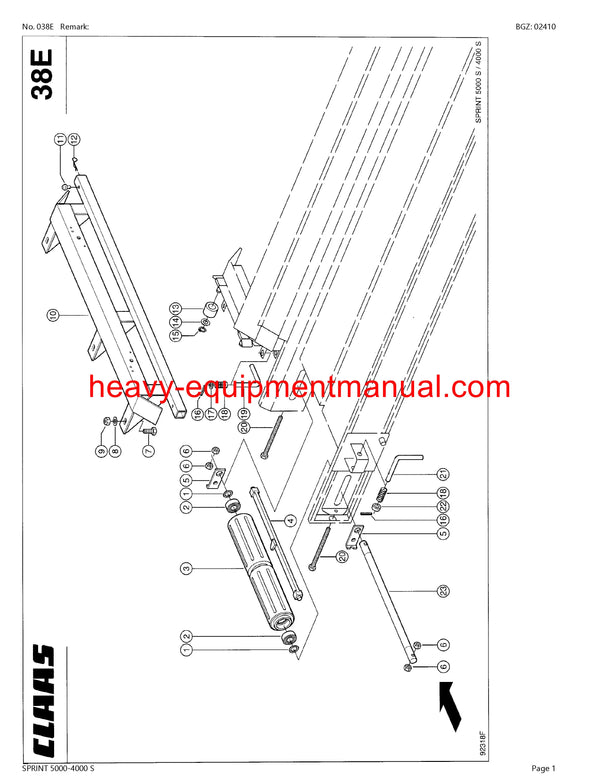 CLAAS SPRINT 5000-4000 S SELF LOADING WAGON PARTS CATALOG MANUAL SN 38801034-38899999