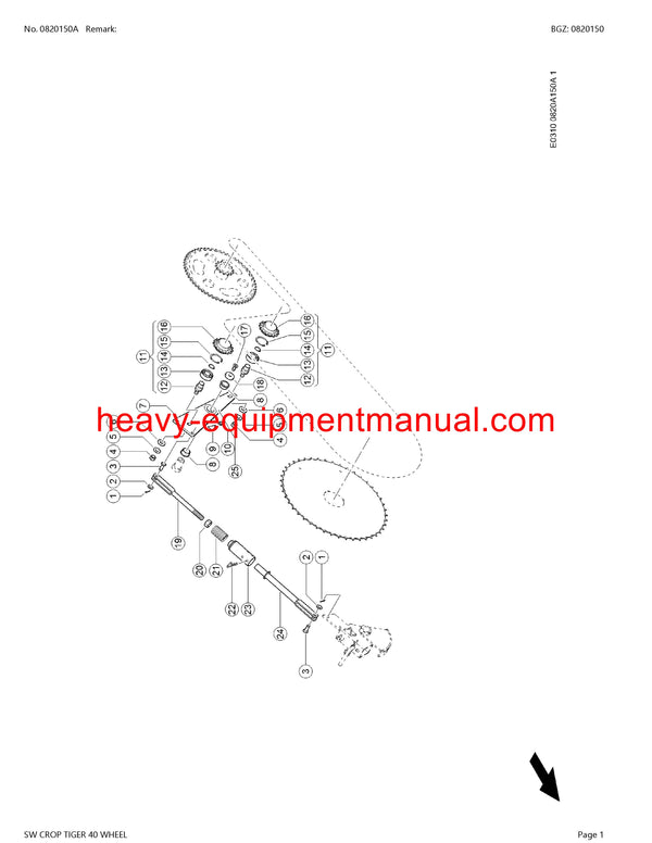 CLAAS SW CROP TIGER 40 WHEEL CUTTERBAR PARTS MANUAL