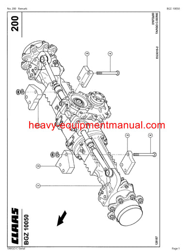 CLAAS TARGO C-Serial TELEHANDLER PARTS CATALOG MANUAL SN 50600011-50699999