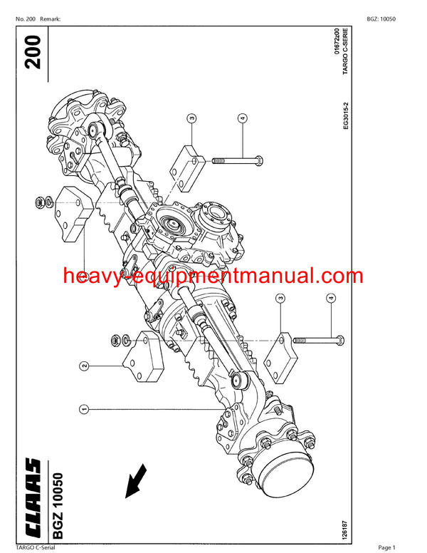 CLAAS TARGO C-Serial TELEHANDLER PARTS CATALOG MANUAL SN 50600011-50699999