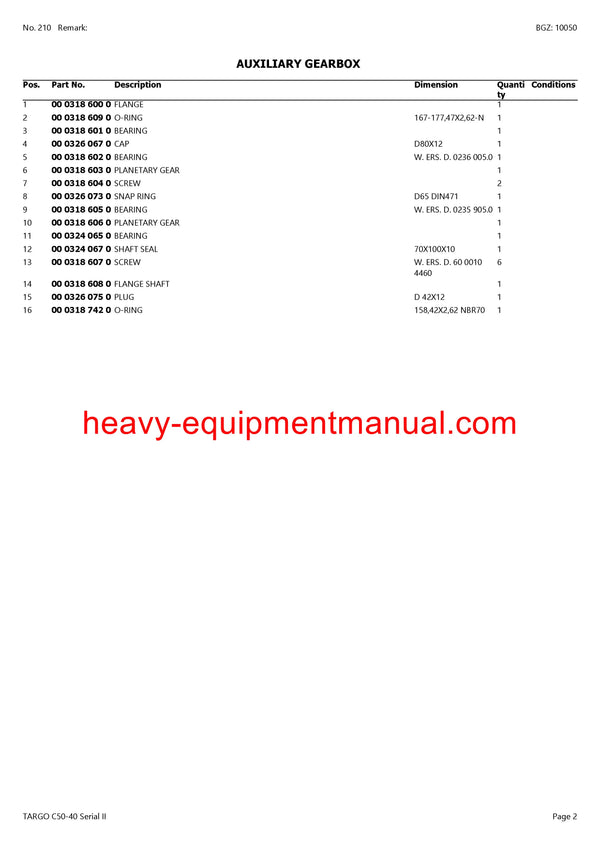 CLAAS TARGO C50-40 Serial II TELEHANDLER PARTS CATALOG MANUAL SN 51800100-51899999