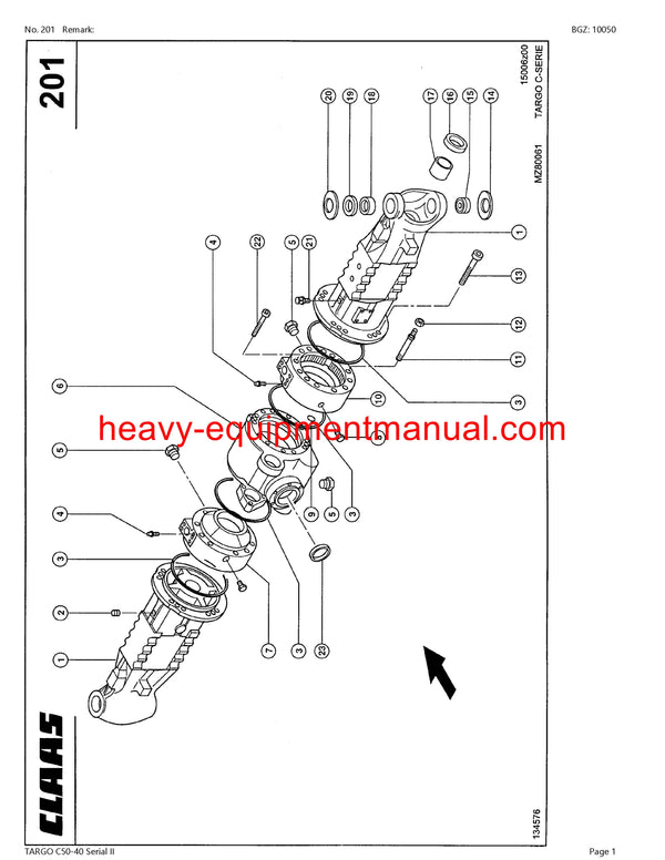 CLAAS TARGO C50-40 Serial II TELEHANDLER PARTS CATALOG MANUAL SN 51800100-51899999