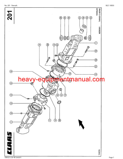 CLAAS TARGO C50-40 Serial II TELEHANDLER PARTS CATALOG MANUAL SN 51700100-51799999