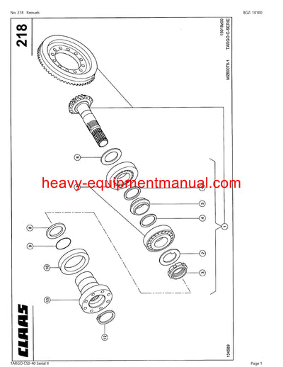 CLAAS TARGO C50-40 Serial II TELEHANDLER PARTS CATALOG MANUAL SN 51700100-51799999