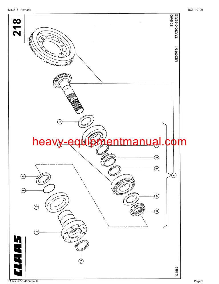 PDF Claas C50 - 40 Serial Ii Targo Telehandler Parts Manual
