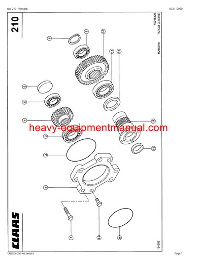 CLAAS TARGO C50-40 Serial II TELEHANDLER PARTS CATALOG MANUAL SN 51800100-51899999