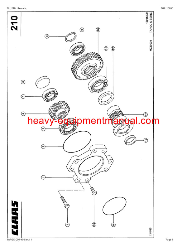 CLAAS TARGO C50-40 Serial II TELEHANDLER PARTS CATALOG MANUAL SN 51800100-51899999