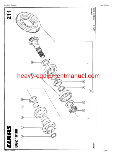 CLAAS TARGO K-Serial TELEHANDLER PARTS CATALOG MANUAL