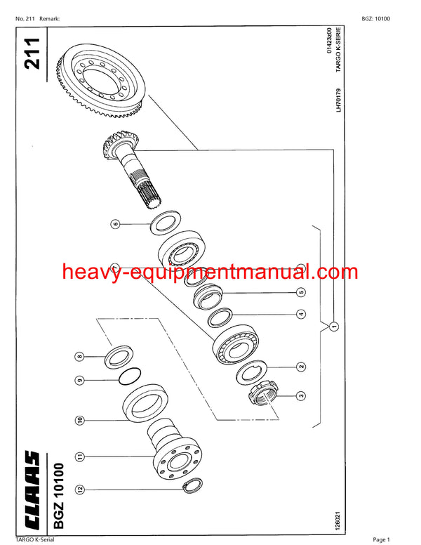 CLAAS TARGO K-Serial TELEHANDLER PARTS CATALOG MANUAL