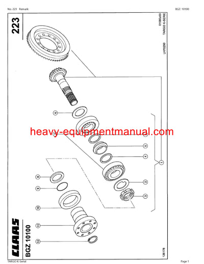 CLAAS TARGO K-Serial TELEHANDLER PARTS CATALOG MANUAL