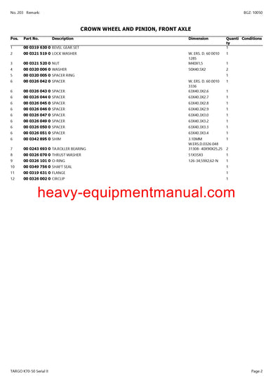 PDF Claas K70-50 Serial Ii Targo Telehandler Parts Manual PDF Claas K70-50 Serial Ii Targo Telehandler Parts Manual