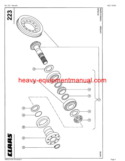 PDF Claas K70-50 Serial Ii Targo Telehandler Parts Manual