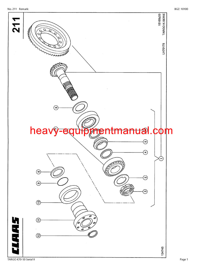 PDF Claas K70-50 Serial Ii Targo Telehandler Parts Manual