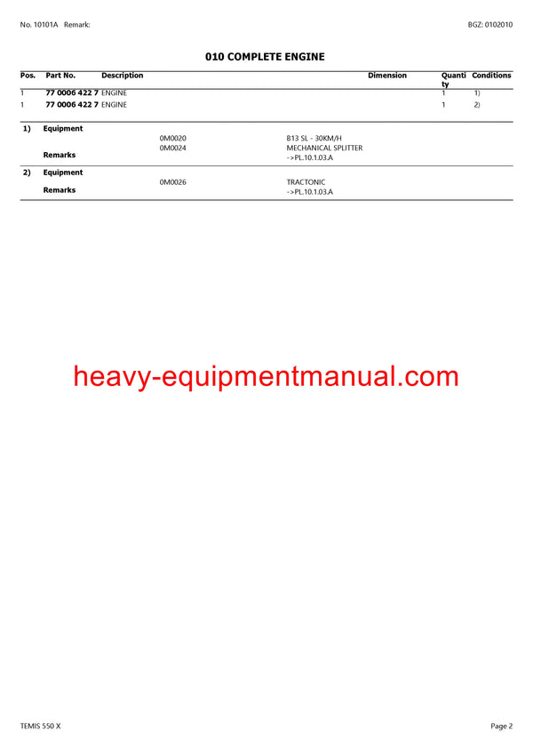 PDF Claas 550 X Temis Tractor Parts Manual