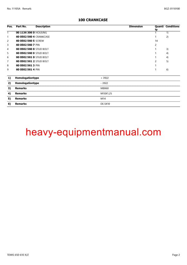 PDF Claas 650 - 610 X/Z Temis Tractor Parts Manual