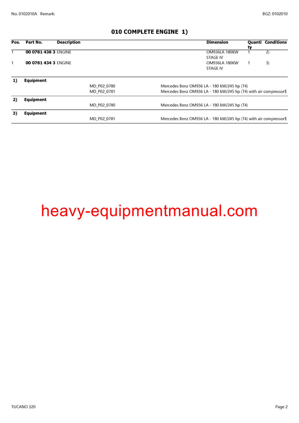 CLAAS TUCANO 320 COMBINE PARTS CATALOG MANUAL (SN: C0200011-C0299999)