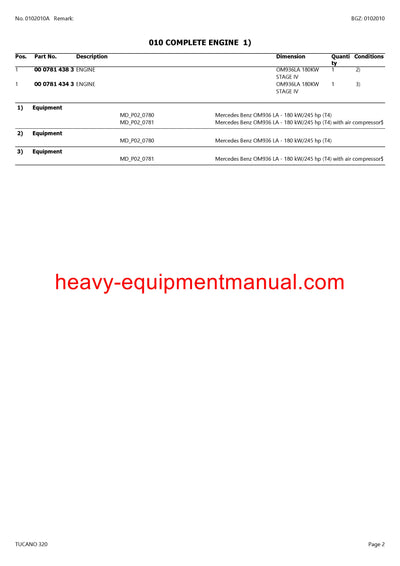 CLAAS TUCANO 320 COMBINE PARTS CATALOG MANUAL (SN: C2400011-C2499999)
