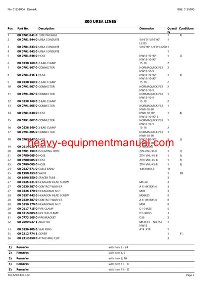 CLAAS TUCANO 430-420 COMBINE PARTS CATALOG MANUAL (SN: 83800011-83899999)
