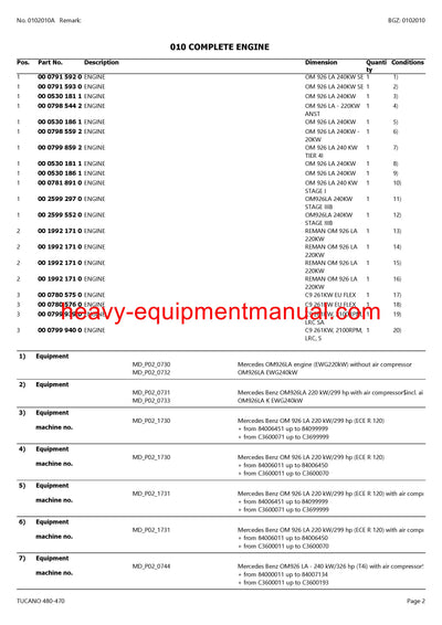 PDF Claas 480 - 470 Tucano Combine Parts Manual