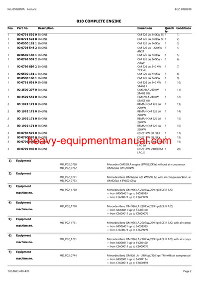 CLAAS TUCANO 480-470 COMBINE PARTS CATALOG MANUAL (SN: 84006011-84099999)