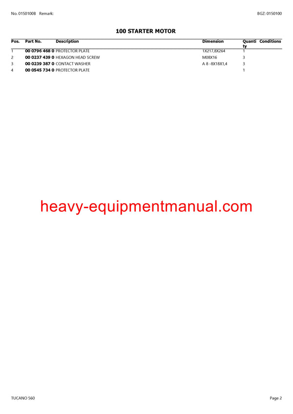 PDF Claas 560 Tucano Combine Parts Manual