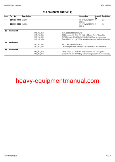 PDF Claas 580 - 570 Tucano Combine Parts Manual