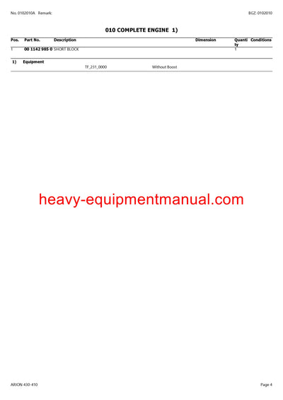 CLAAS ARION 430-410 TRACTOR PARTS MANUAL
