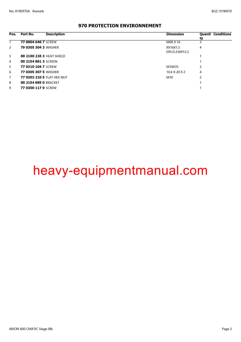 PDF Claas 600 Arion Cmatic Stage 3B Tractor Parts Manual