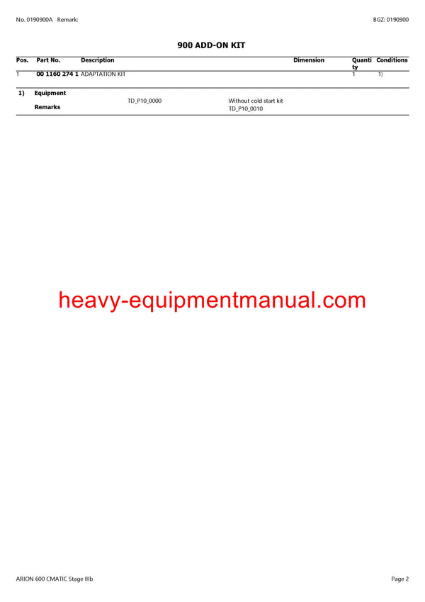PDF Claas 600 Arion Cmatic Stage 3B Tractor Parts Manual