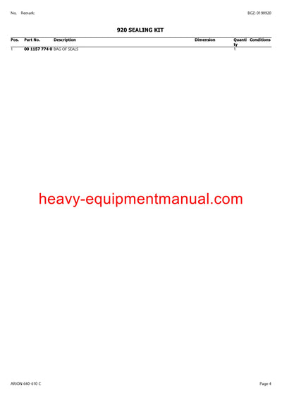 PDF Claas 640 - 610C Arion Tractor Parts Manual