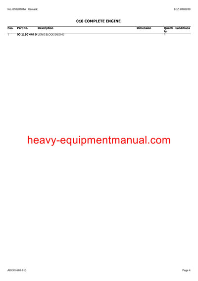 CLAAS ARION 640-610 TRACTOR PARTS CATALOG MANUAL