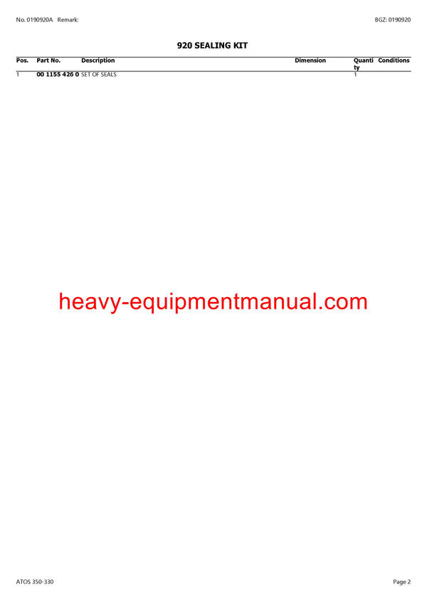 PDF Claas 350 - 330 Atos Tractor Parts Manual